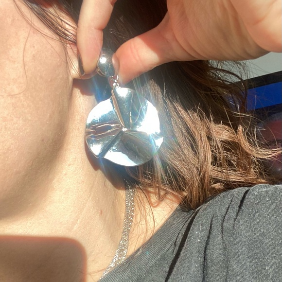 80’s cool statement silver earrings - Picture 2 of 9